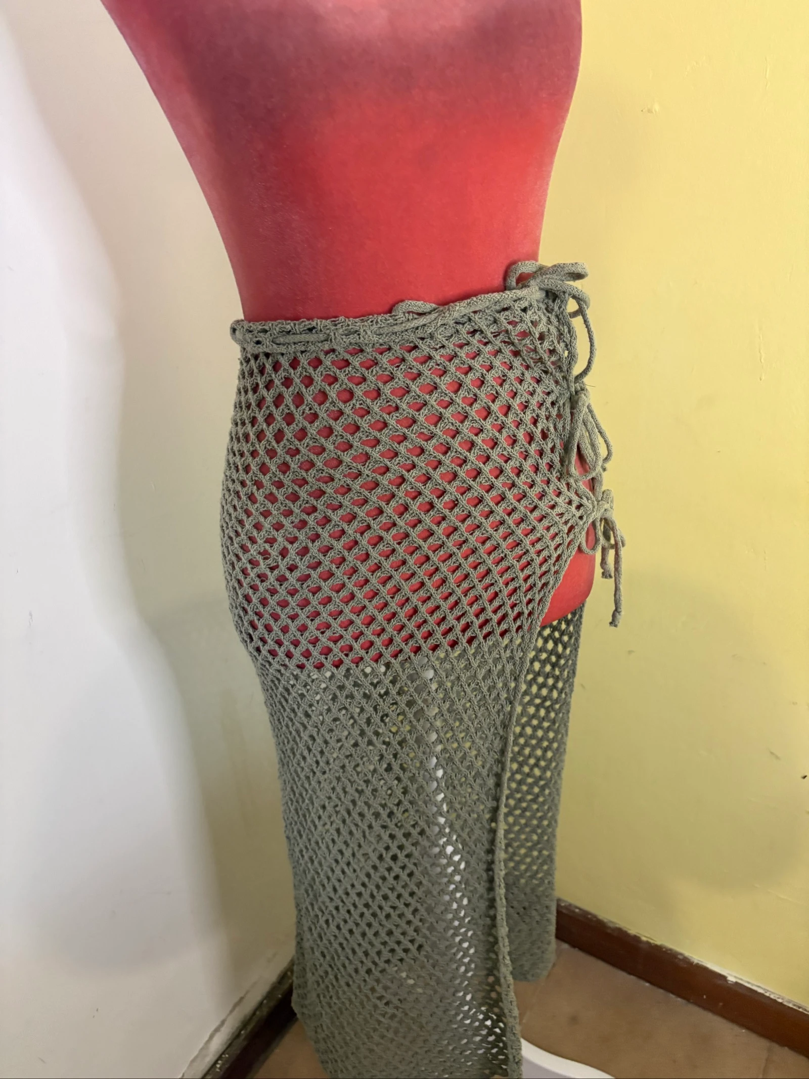 Saia Longa Crochê Vazada, saída de Praia 